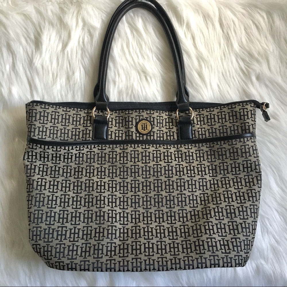 Tommy Hilfiger Black And Grey Tote Bag